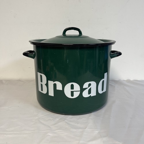 Vintage green enamel bread - bread, bin