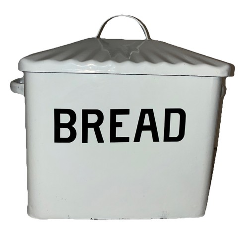 Bread box enamelware metal - bread, bin