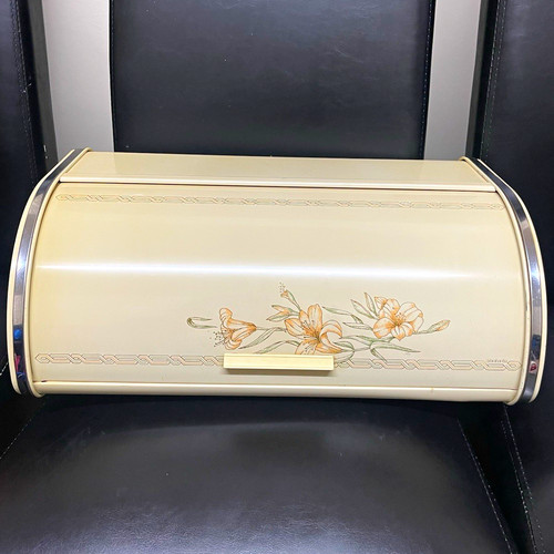 Beige metal bread - bin, with