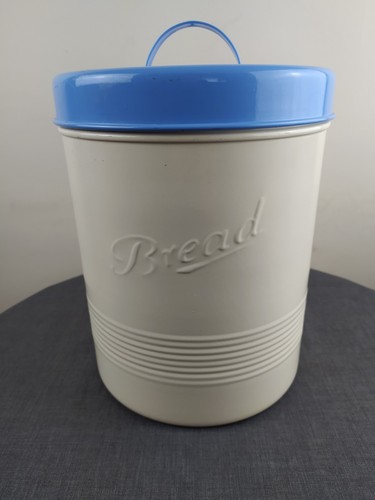 Vintage cream blue bread - cream, tin